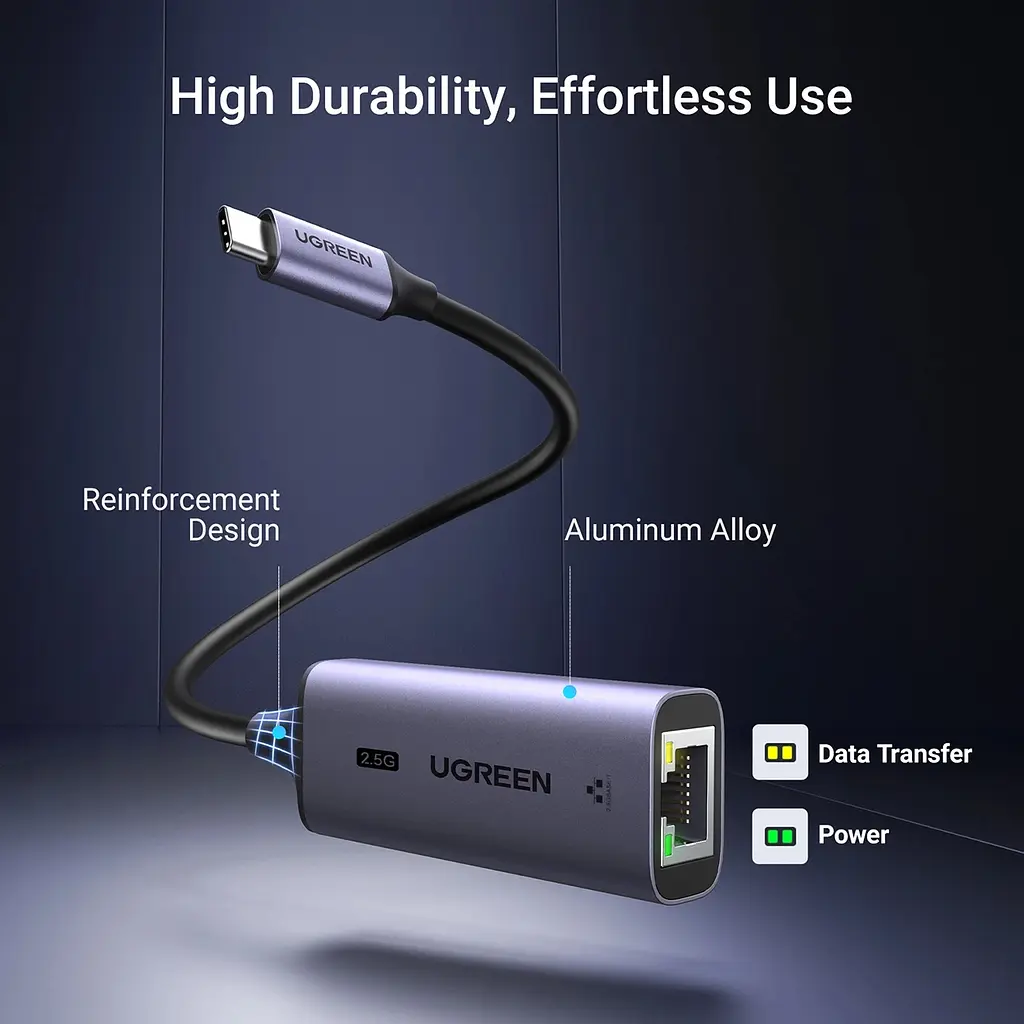 Перехідник USB 3.0 Type-C --> Ethernet RJ45 2.5Gb CM648 Ugreen чорний - фото 8