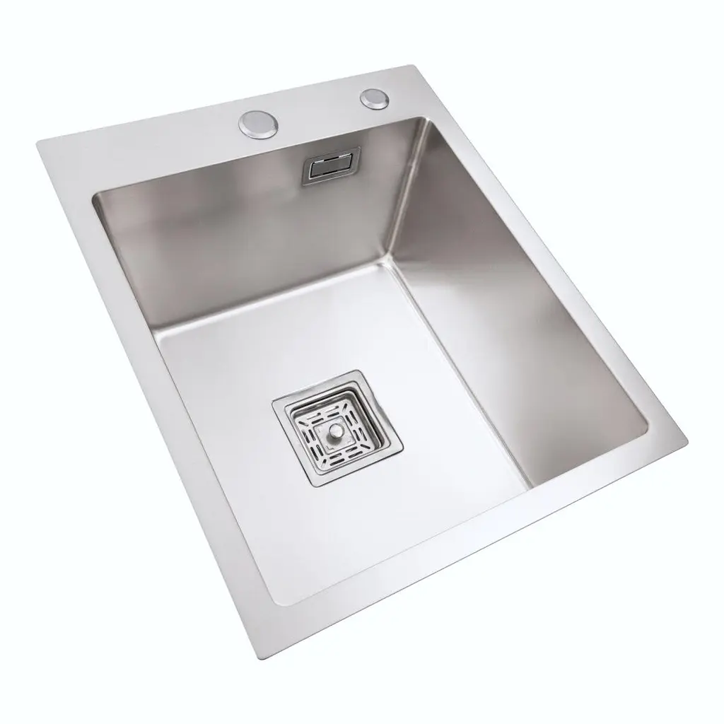 Кухонна мийка Platinum Handmade HSBB PVD з нержавіючої сталі 3.0 мм квадратний сифон 40x50x23 см сіра - фото 3