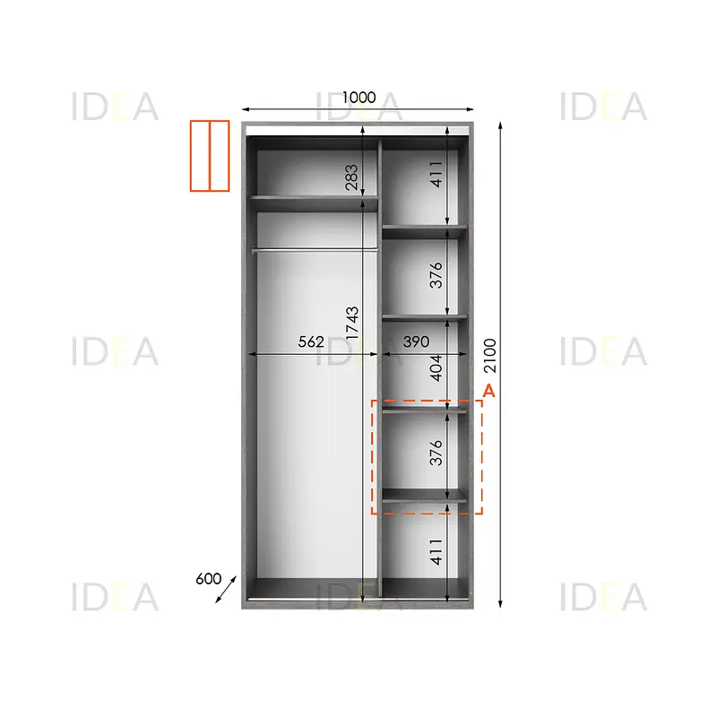 Шафа-купе Idea серія 5 100 x 60 x 210 см Венге темний - фото 2