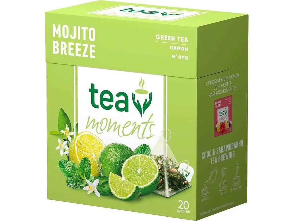 Чай пакетований зелений Tea Moments Mojito Breeze 34 (1,7 г) 20 пакетиків