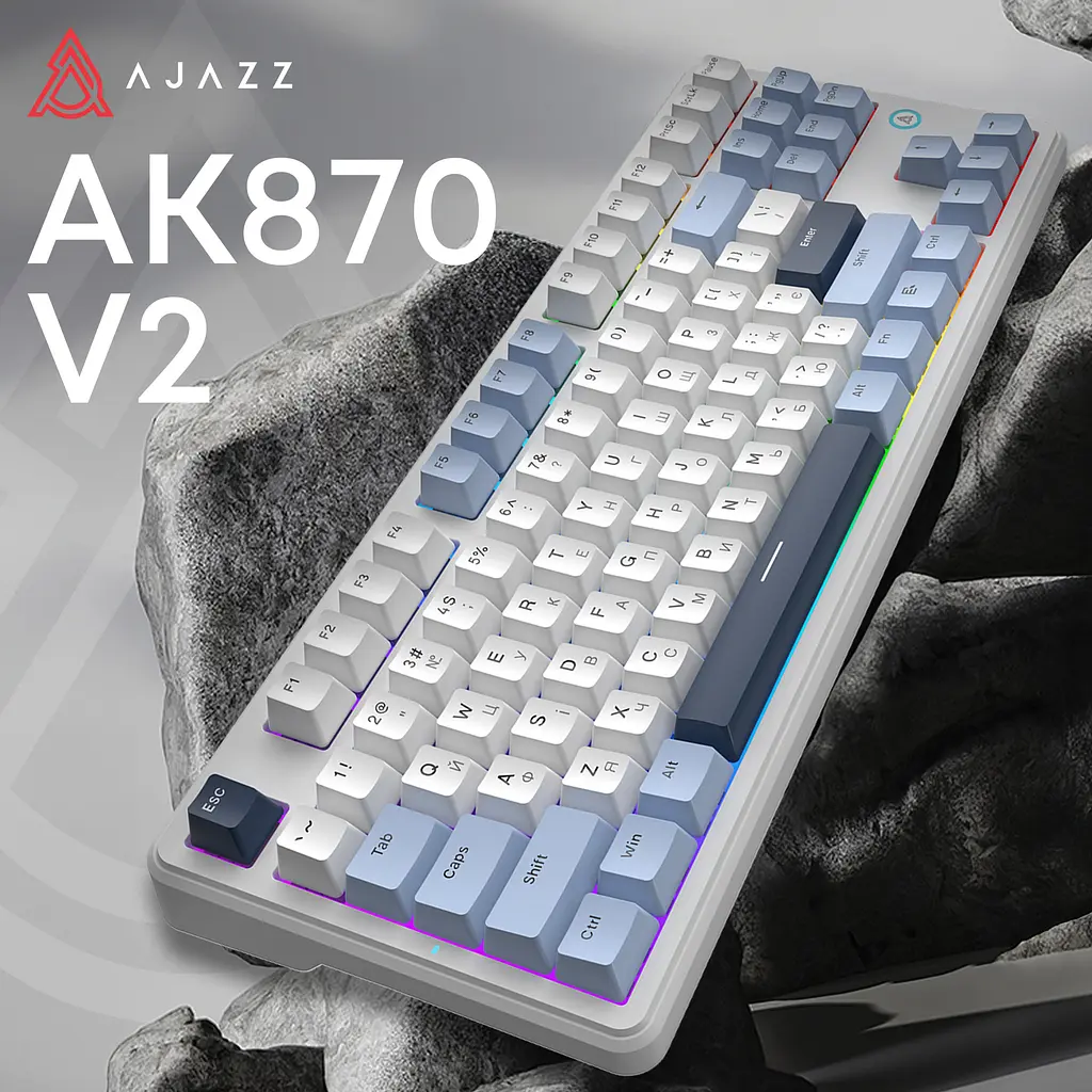 Клавіатура Ajazz AK870 V2 Flying Fish Switch White USB-C (AK870-V2-FF-BWB) - фото 6