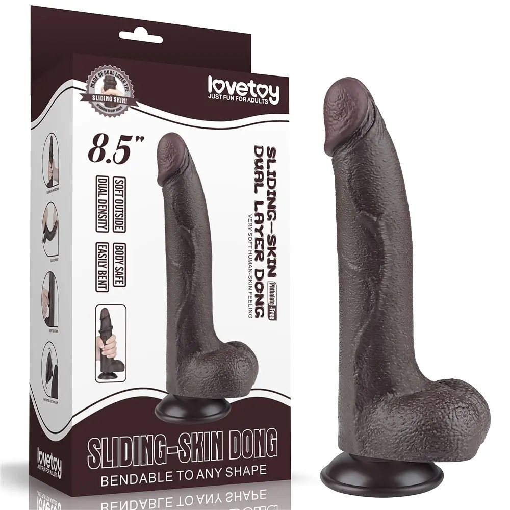 Фалоімітатор Sliding-Skin Dual Layer Dong 8.5'' 22 см чорний - фото 11