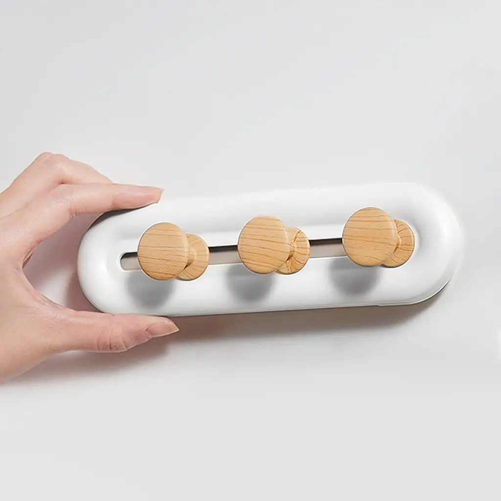 Вішалка МВМ My Home 3 гачки 50х180 мм білий/дерево (HP-01/3 WHITE/WOOD) - фото 2