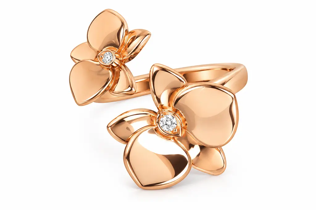 Золота жіноча каблучка Jewellery Continent "Квіти" з діамантами 17 (К-0895) - фото 2