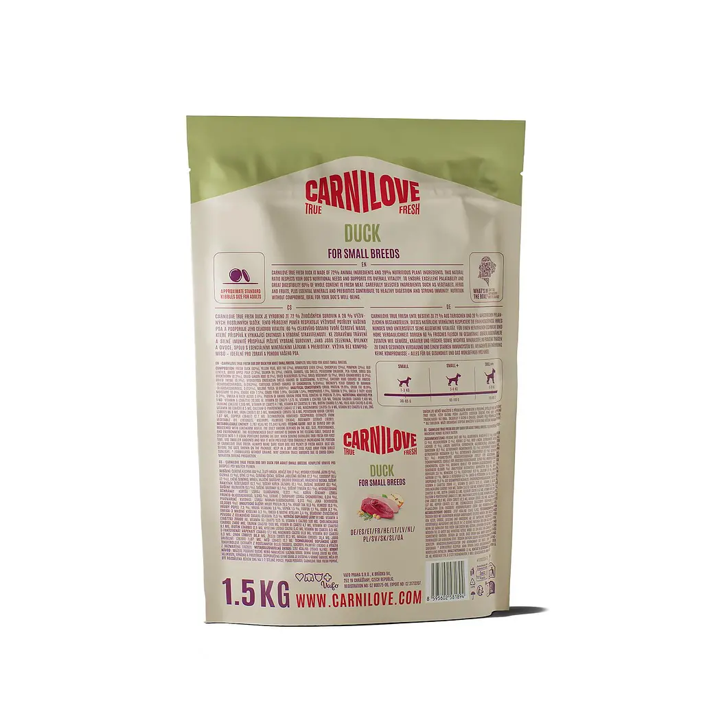 Сухий корм для собак малих порід Carnilove True Fresh Duck Small Breed суперпреміум качка 1.5 кг - фото 2