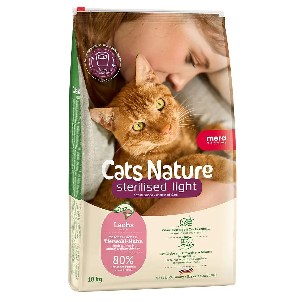 Сухий корм для стерилізованих та кастрованих котів Mera Cats Nature Sterilised Light Salmon (Lachs) з лососем 10 кг