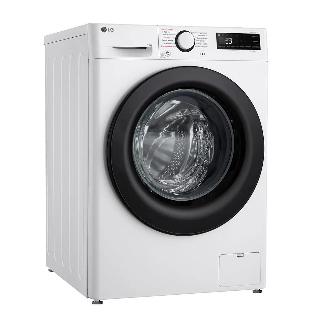 Пральна машина LG фронтальна, 11кг, 1400, A, 57см, дисплей, пара, інвертор, білий - фото 2