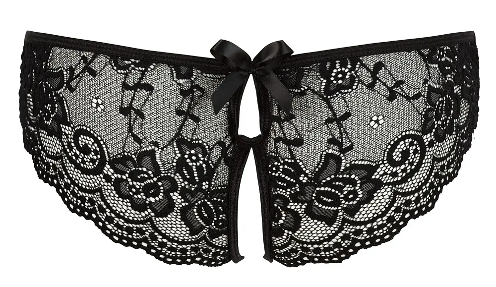Женские стринги - Cotelli Collection 2310813 Crotchless Lace Slip, black - L Cottelli 513223108131041 90302 - фото 4