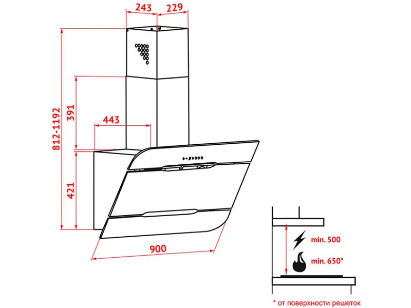 Витяжка Perfelli DNS 9793 B 1100 BL LED Strip - фото 7