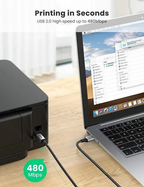 Кабель UGREEN US369 USB 2.0 to USB type B USB Printer Cable для принтерів, сканерів, БФП 1.5 м Black (80802) - фото 3