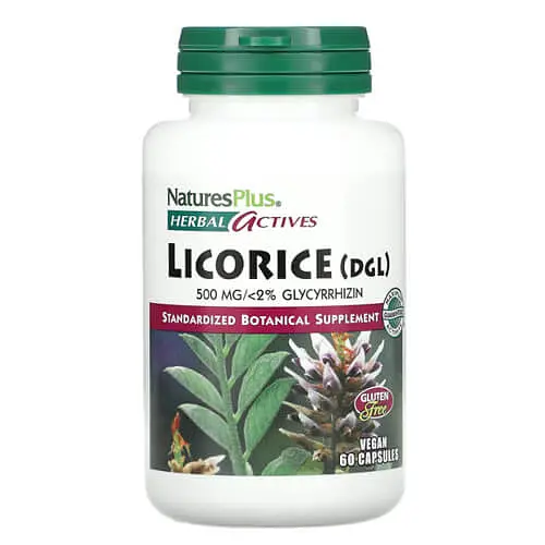 Солодка корінь (Licorice) Herbal Actives Licorice (DGL) 500 mg 60 капсул NaturesPlus vit0004916