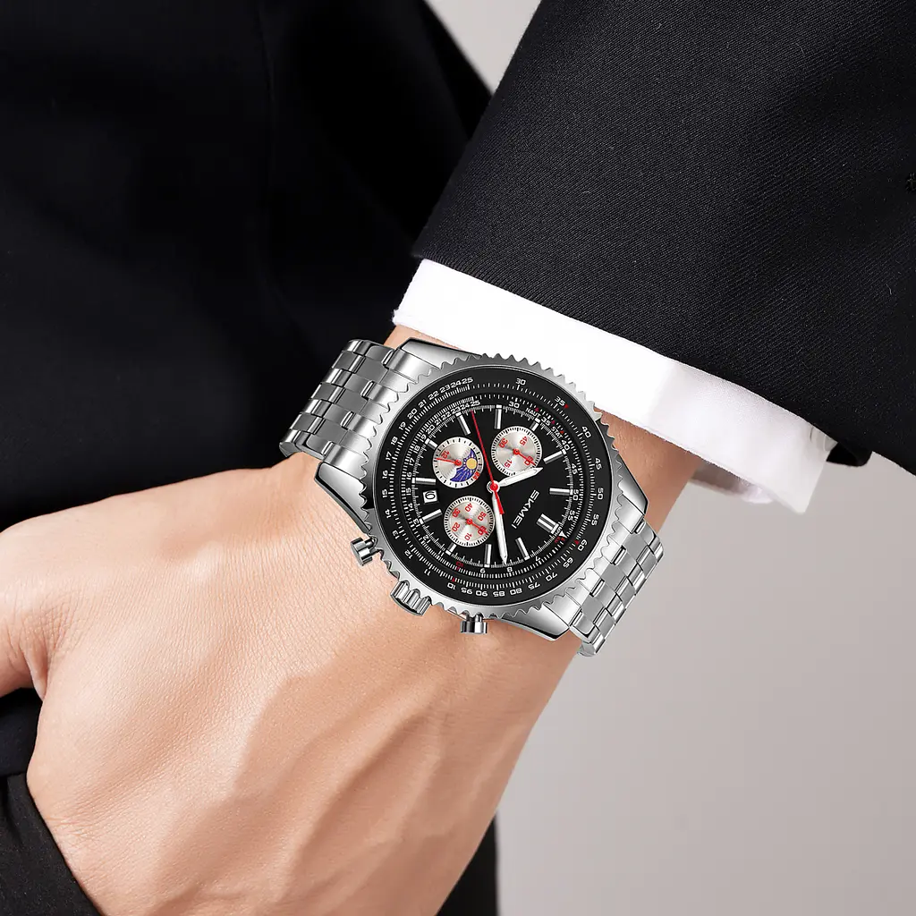 Чоловічий наручний годинник 9348BK Black Skmei acs0030889 - фото 3