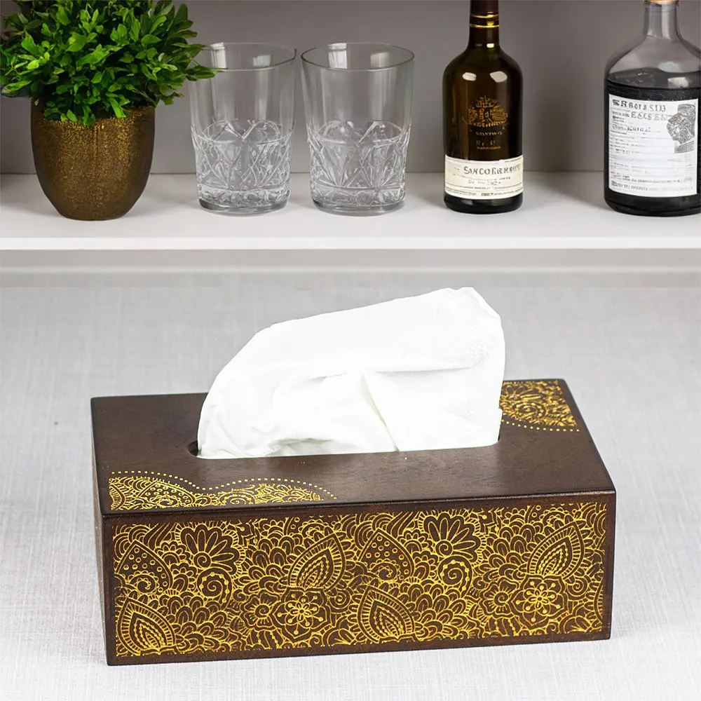 Деревянный диспенсер для салфеток VANZA Ornavia gold  - фото 6