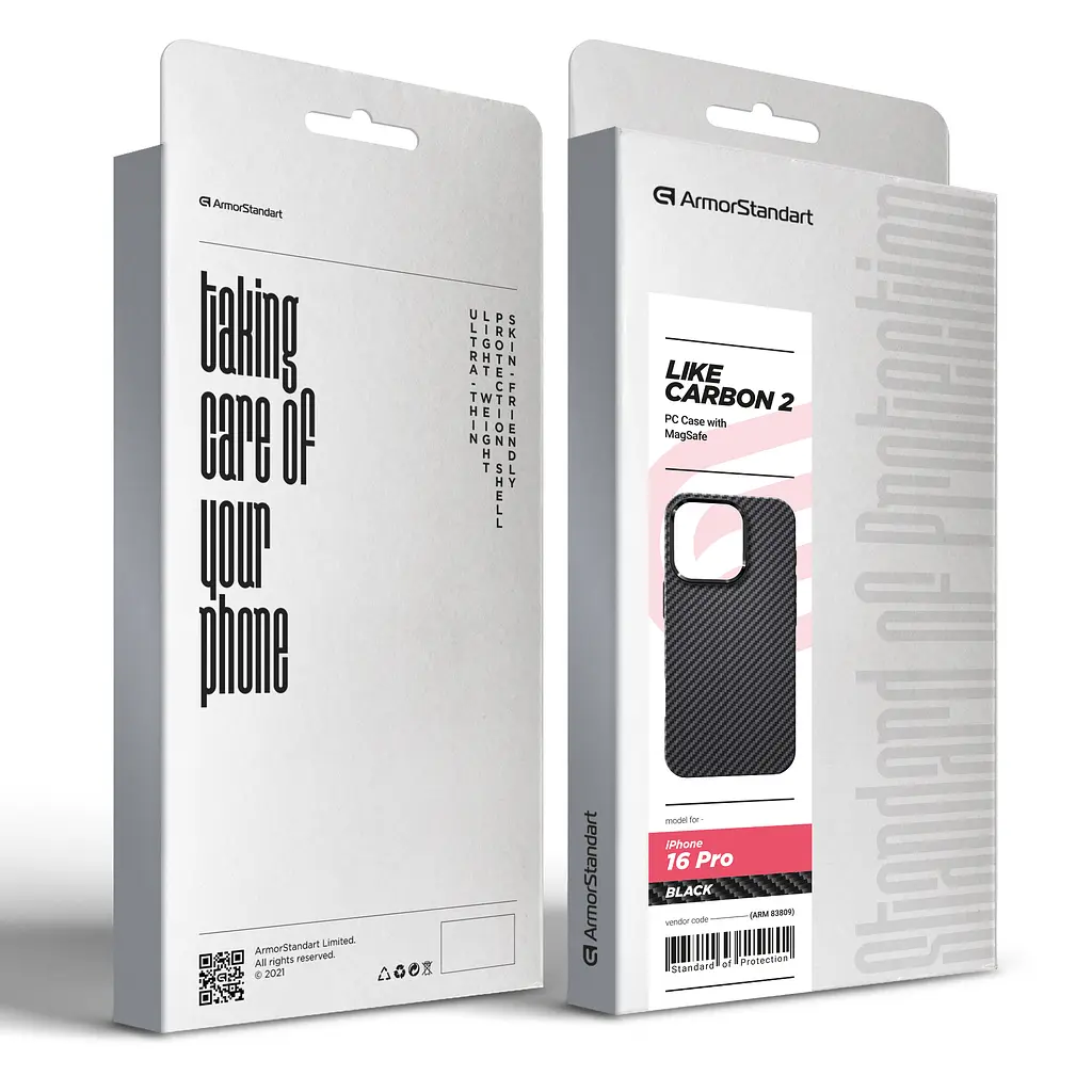 Карбоновый чехол для Apple iPhone 16 Pro, LikeCarbon2 MagCase, черный, тонкий защитный чехол-панель из поликарбоната с магнитами N52, MagSafe, противоударный, совместим с беспроводной зарядкой, приподнятые края для защиты камеры - фото 2