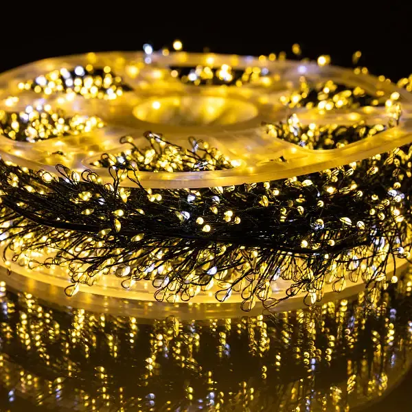 Світлодіодна гірлянда-нитка Роса Хвойна лапа мережева кімнатна 100 м 2000 LED діодів внутрішня для ялинки та кімнат від мережі нитка зелена колір світла Жовтий - фото 6