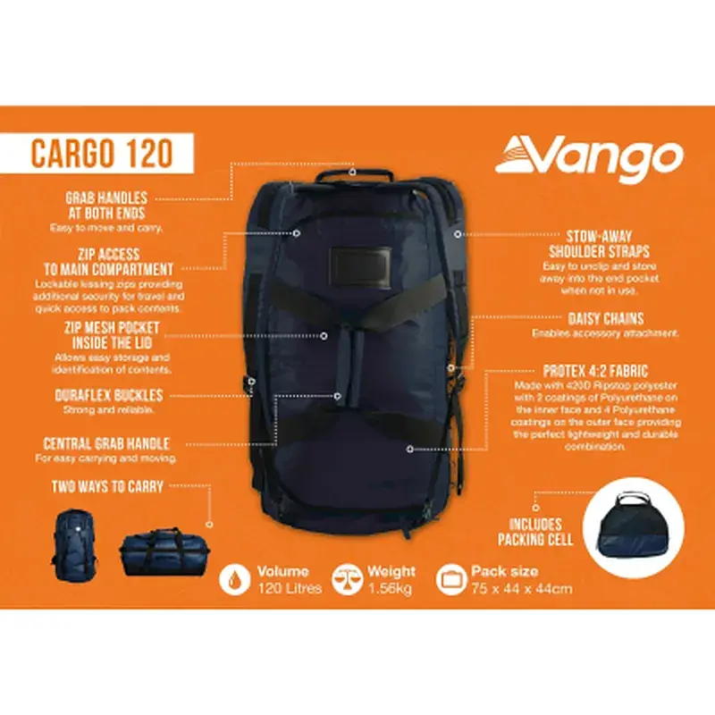 Дорожня сумка Vango Cargo 120 Moonlit Ocean (RUUCARGO0000001) (930854) - фото 8