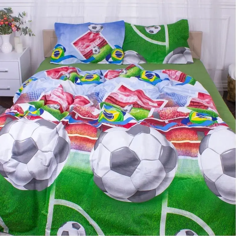 Простирадло MirSon 17-0587 Football Ranforce Elite 220х150 см зелене - фото 3