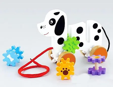 Дерев'яна каталка Viga Toys 50977 Собачка з шестернями іграшка для дівчаток та хлопчиків - фото 2