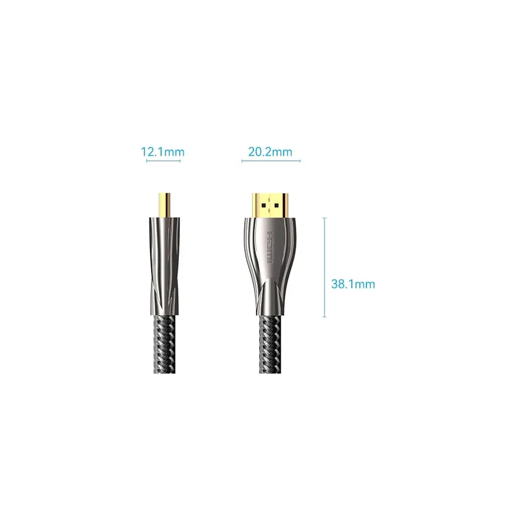 Кабель мультимедійний Vention HDMI M - HDMI M V2.0, 4K 60Hz обплетення цинковий сплав чорний 12 м (ALMBM) - фото 2