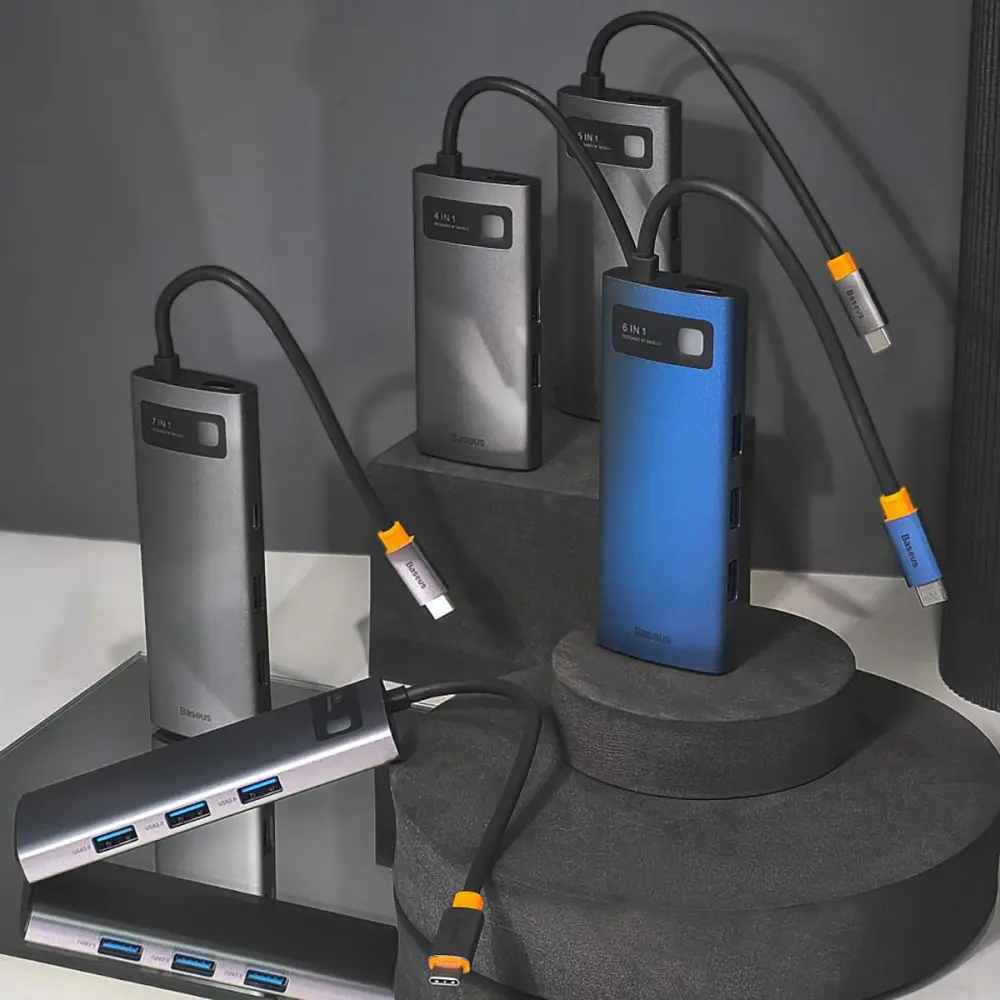 USB-Хаб Baseus Metal Gleam Series 6-in-1 Type-C gray - фото 4