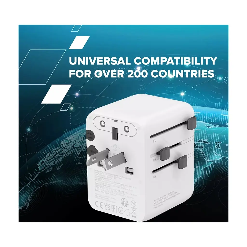Зарядний пристрій Canyon OnTour 70 3xUSB-C + 2xUSB-A EU/UK/US/AUS 70W White (CNS-TA70W1006W) - фото 7