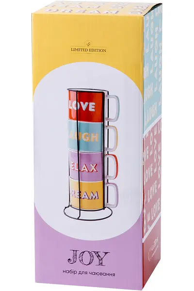 Набір чашок на металевій підставці Limited Edition Joy, 5 предметів (6605182) - фото 2