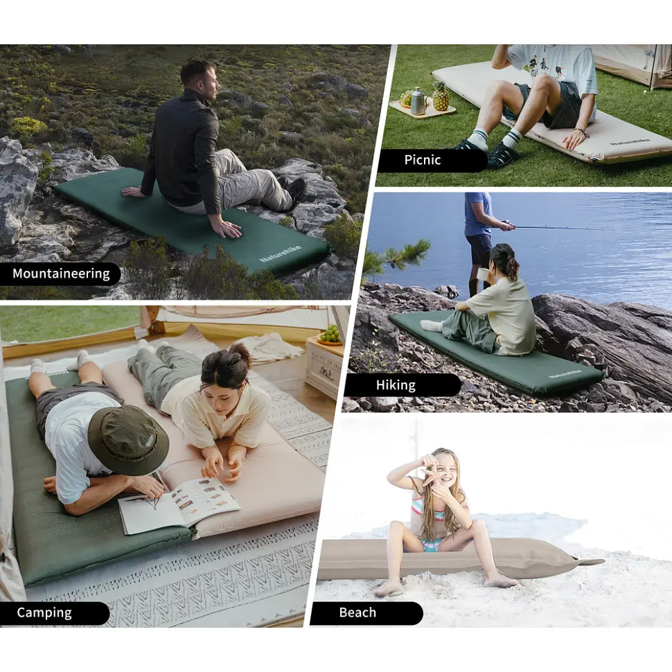 Килимок самонадувний Naturehike (CNK2450WS020) 10 см - одномісний - темно-зелений - фото 7