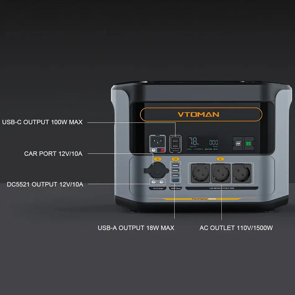 Зарядна станція Vtoman FlashSpeed 1500 PB-58 (1548 Вт/г) 1500W AC,MPPT,UPS,LiFePo4 - фото 5