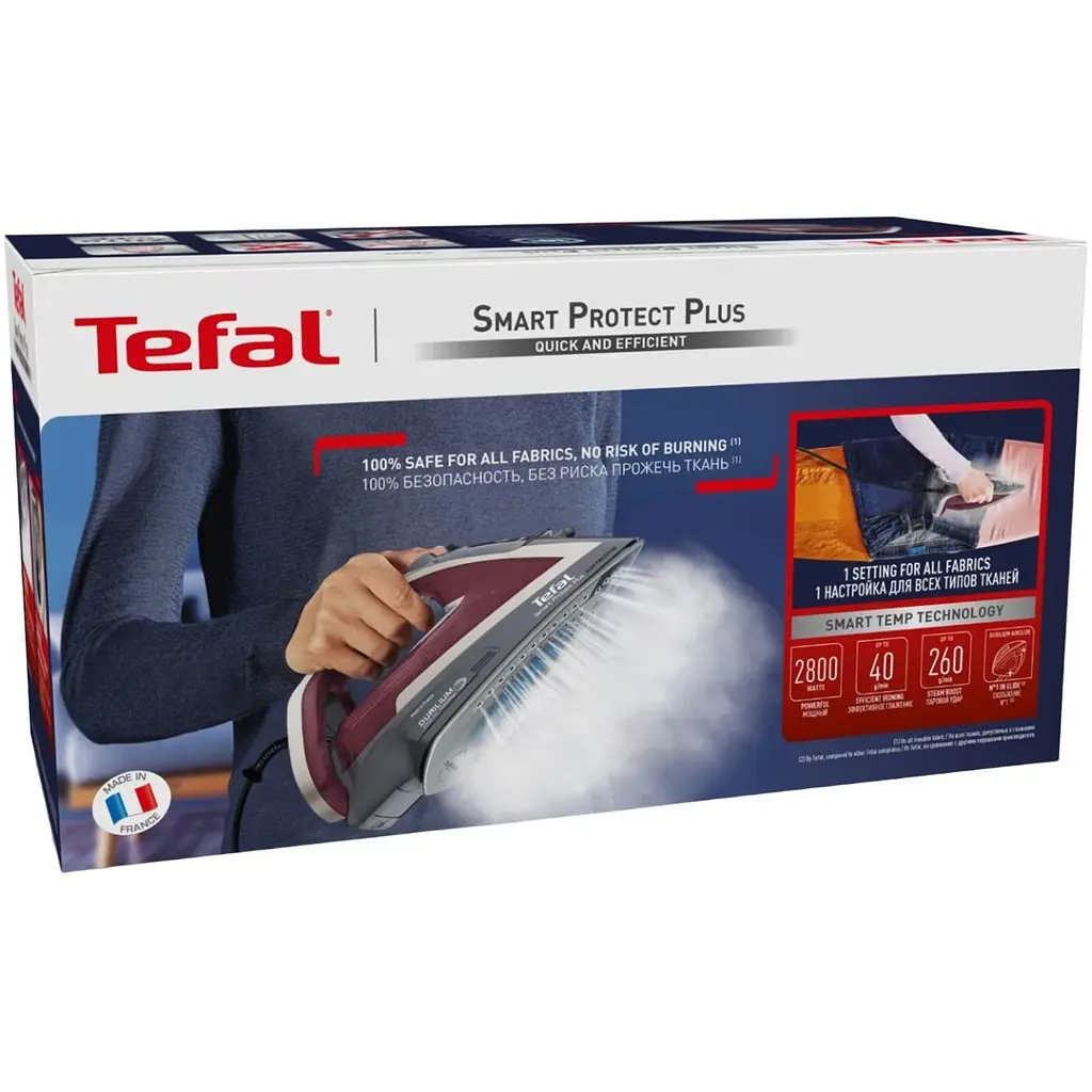 Праска Tefal Smart Protect Plus 2800 Вт сіро-бордова (FV6870E0) - фото 4