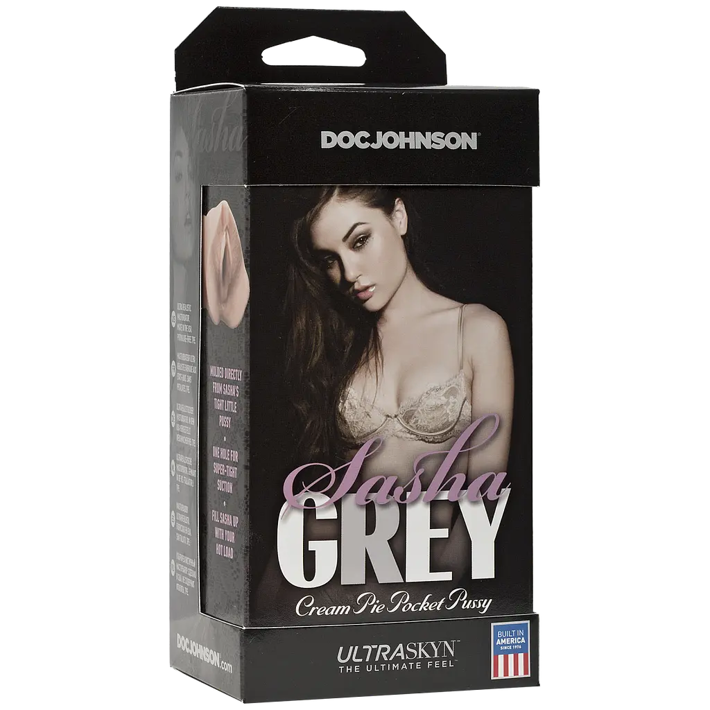 Мастурбатор-вагіна Doc Johnson Sasha Grey Ultraskyn Cream Pie Pocket копія Саші Грей, 20х6.5 см - фото 3
