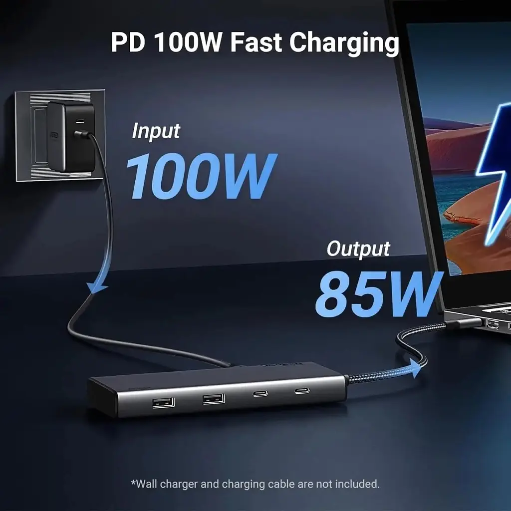 Концентратор Ugreen USB-C to 2xUSB 3.2 + 2xUSB-C 3.2 + 2xHDMI + DP 4K60Hz + PD 100W CM639 gray (35625) - фото 3