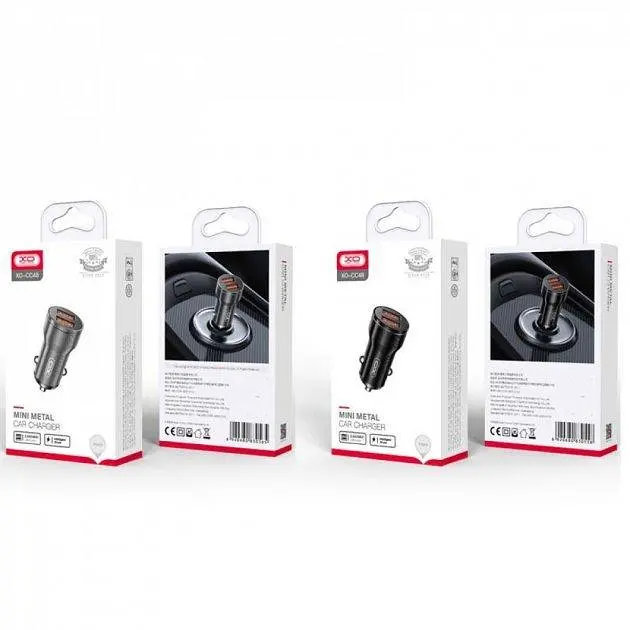 Автомобильное зарядное устройство XO CC48 Smart Dual USB Metal Universal Car Charger Черный - фото 2