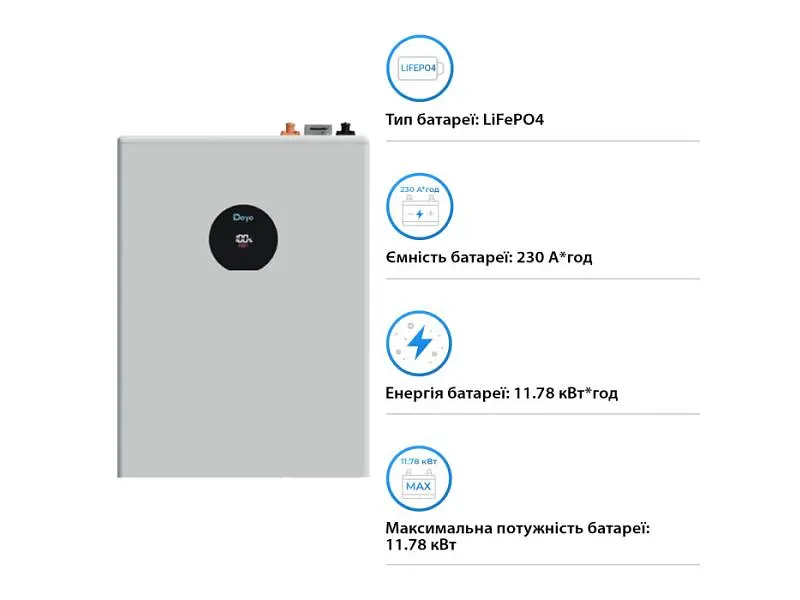 Зовнішня батарея для ДБЖ/інвертора Deye SE-F12-C - фото 6