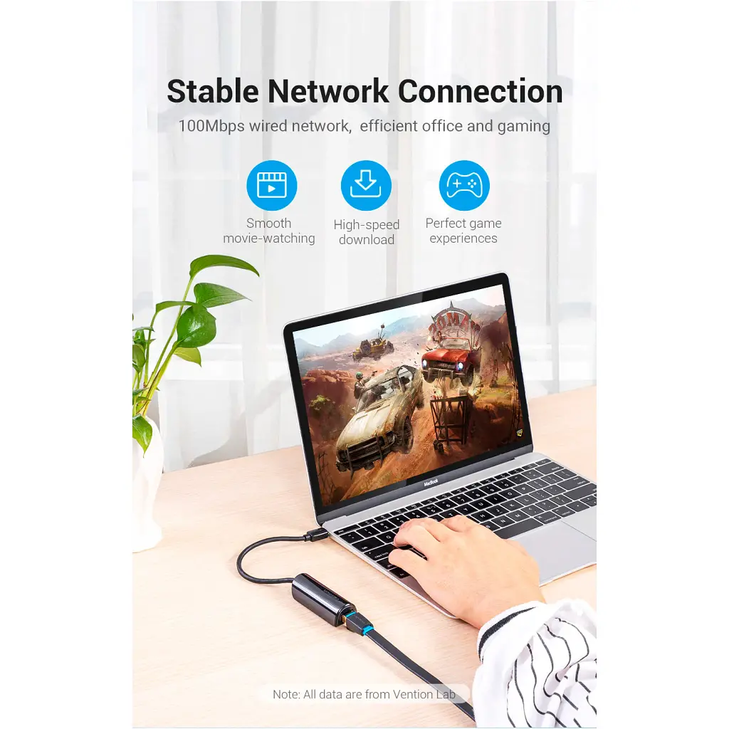 Перехідник USB-C to RJ45 Ethernet 100Mbps Vention (CFABB) - фото 4