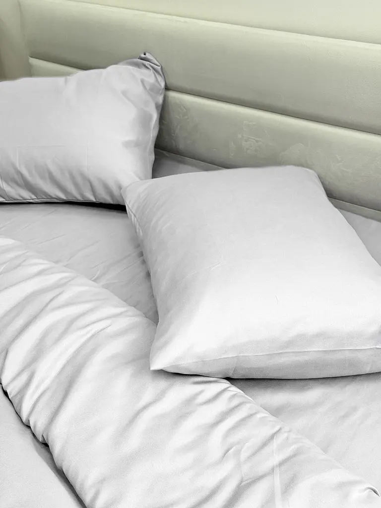 Комплект постільної білизни Ecotton Євро 210х220 см однотонний світло-сірий Light grey (25191) - фото 5