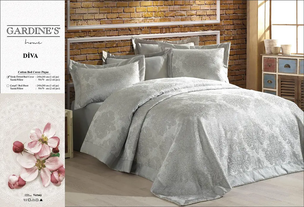 Покривало з наволочками Diva Grey 240 x 260 см Gardines pbe0051068