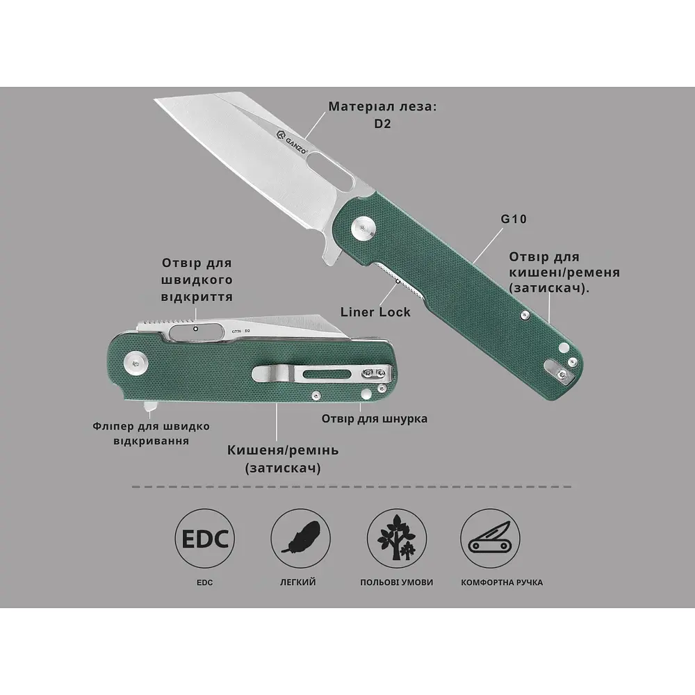 Ніж складаний Ganzo G770-GR - фото 9