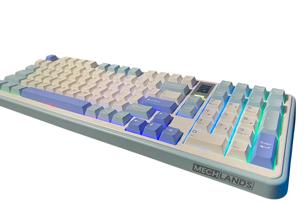 Клавіатура MechLands Vibe99 Cream Mint Switch RGB White/Blue - фото 3