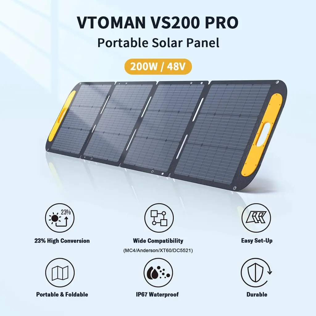 Сонячна панель Vtoman 200W Pro 48V IP67 MC-4/Anderson/XT60/DC5521 (VS200 Pro) - фото 8
