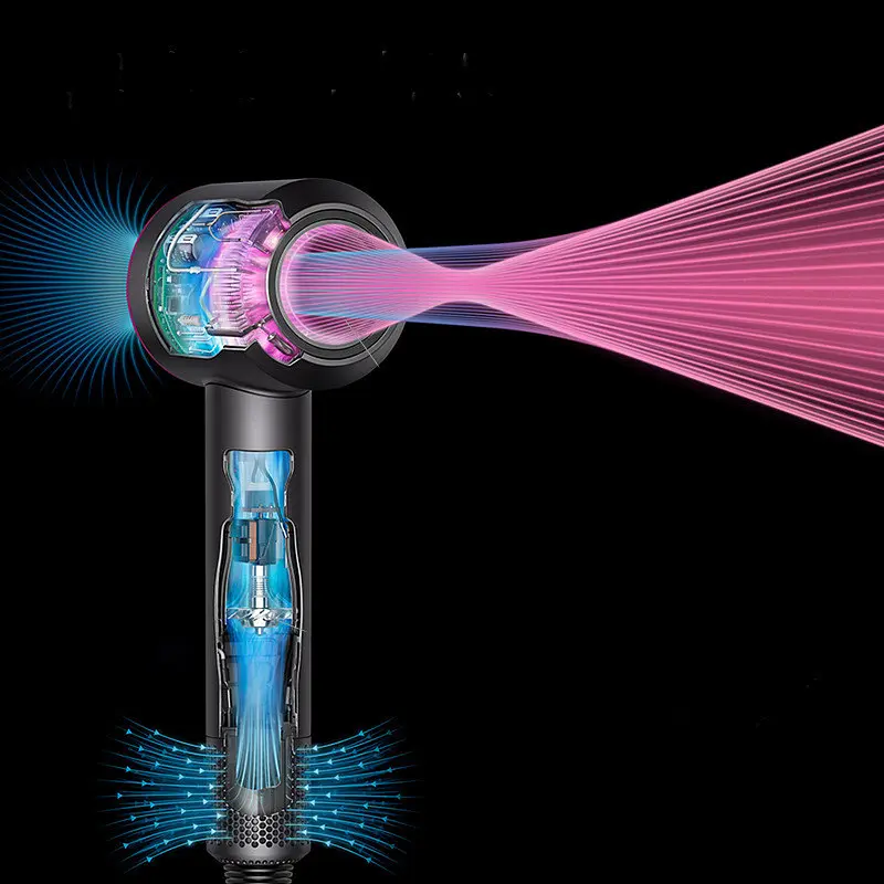Фен стайлер для волосся Kemei 5 в 1 Supersonic Premium Magic Hair 1600 Вт 5 насадок Рожевий (HD07P) - фото 2