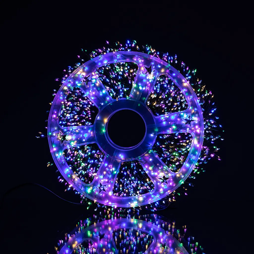 Новогодняя гирлянда комнатная роса 50 м 1500 LED Хвойная лапа зеленый провод Мультиколор Garlando D1500L50MGML - фото 2
