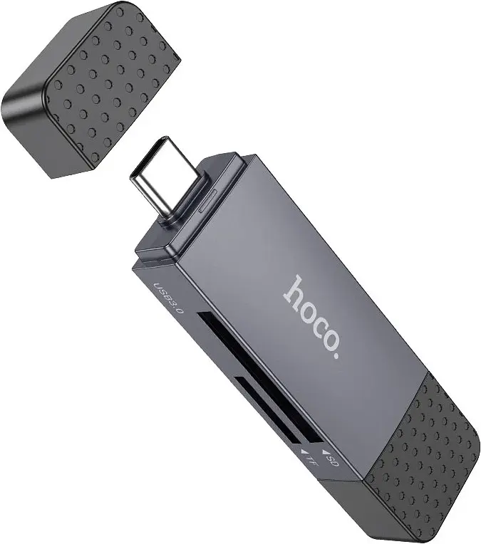 Картридер Hoco HB45 Spirit 2in1 Сard Reader USB-A/Type-C 3.0 metal gray - фото 3