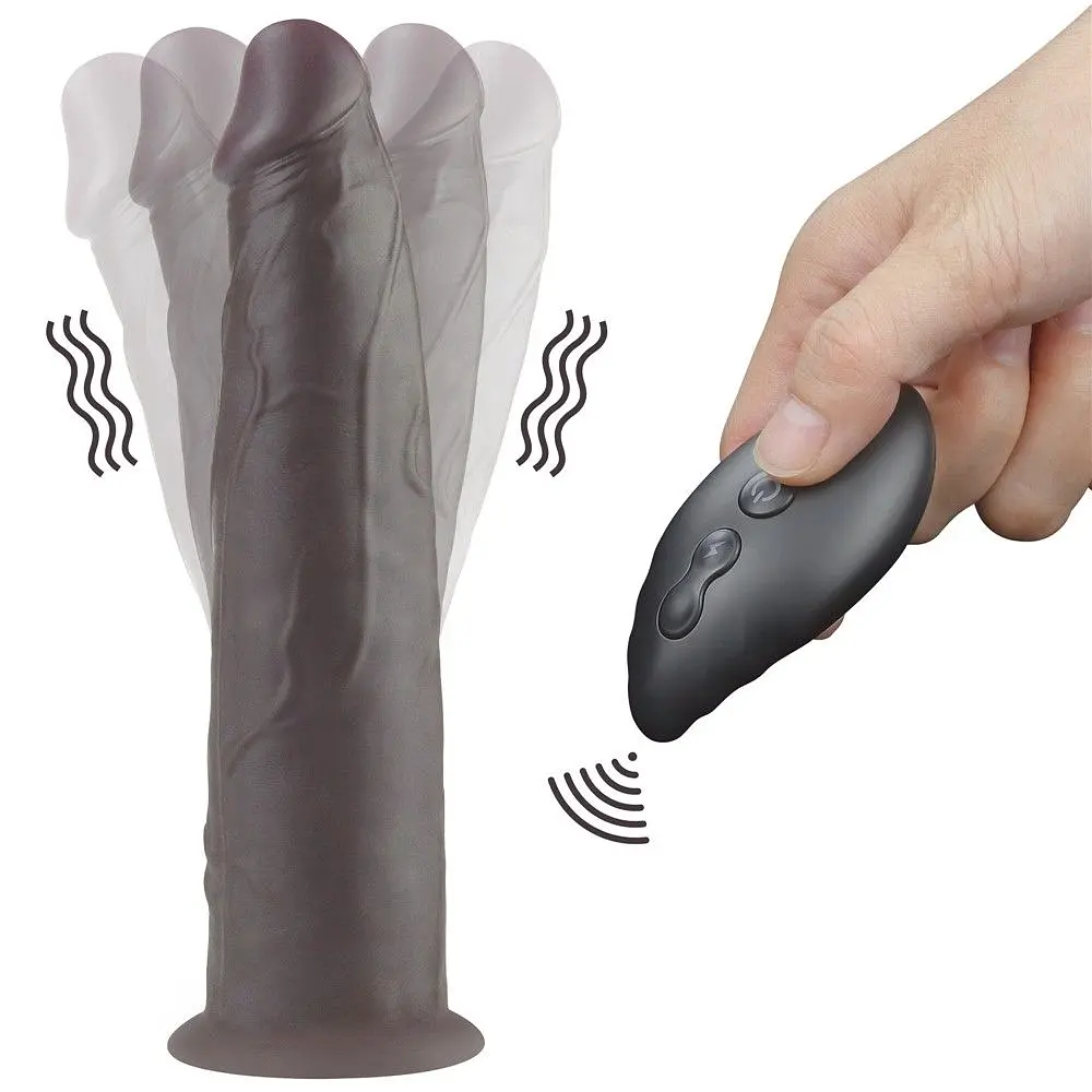 Вібратор LoveToy 9" Dual Layered Platinum Silicone Rotator, 23 см (чорний) - фото 9