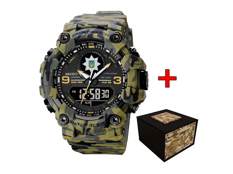 Чоловічий наручний годинник 001 Поліція Camo Green Awarder acs0032029 - фото 2
