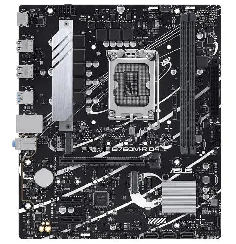 Материнська плата LGA1700, Asus PRIME B760M-R D4, B760, 2xDDR4, Int.Video(CPU), 4xSATA3, 2xM.2, 1xPCI-E 4.0 x16, 2xPCI-E 4.0 x1, Realtek 7.1, Realtek 2.5Gb, 6xUSB3.2/6xUSB2.0, HDMI, MicroATX - фото 2