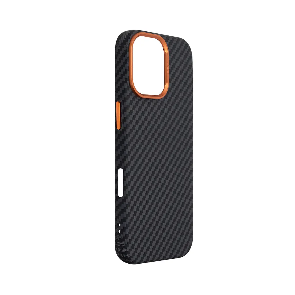 Карбоновый чехол для Apple iPhone 17, LikeCarbon2 SE MagCase, черный, тонкий защитный чехол-панель из поликарбоната с магнитами N52, MagSafe, противоударный, совместим с беспроводной зарядкой, приподнятые края для защиты камеры - фото 3