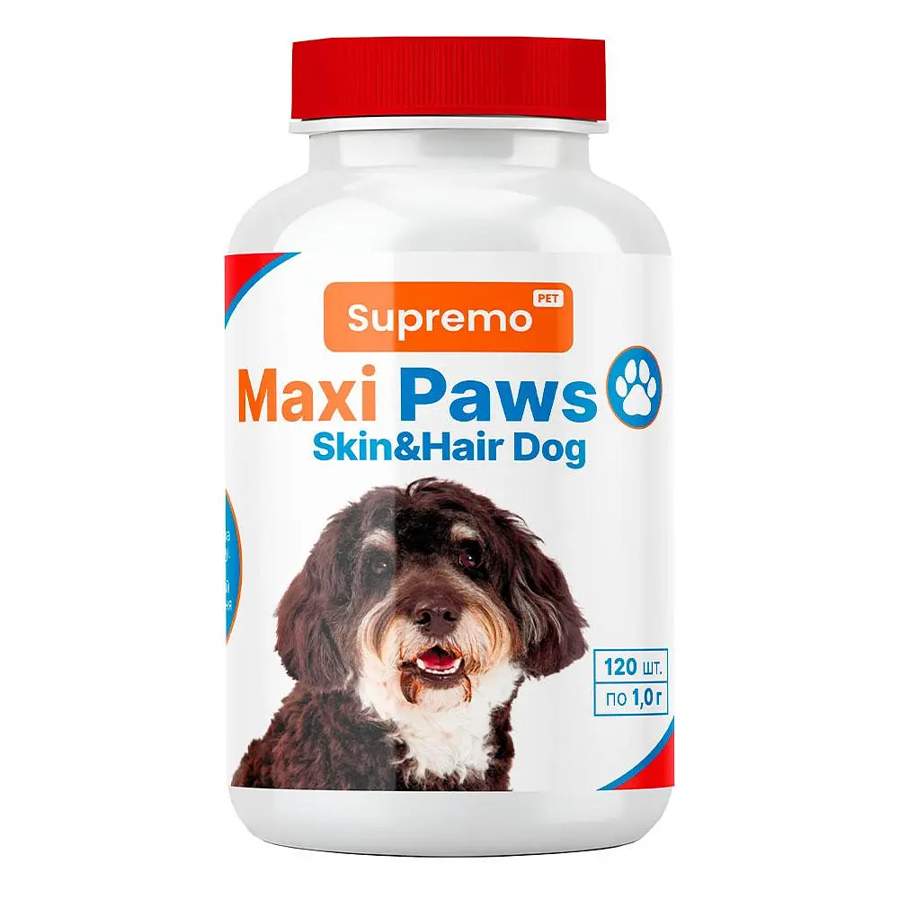 Вітаміни Maxi Paws шкіра та шерсть для собак, 120 табл. × 1 г