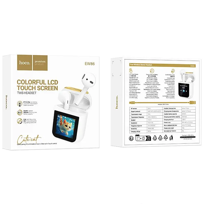 Бездротові TWS навушники Hoco EW86 Cat White - фото 2