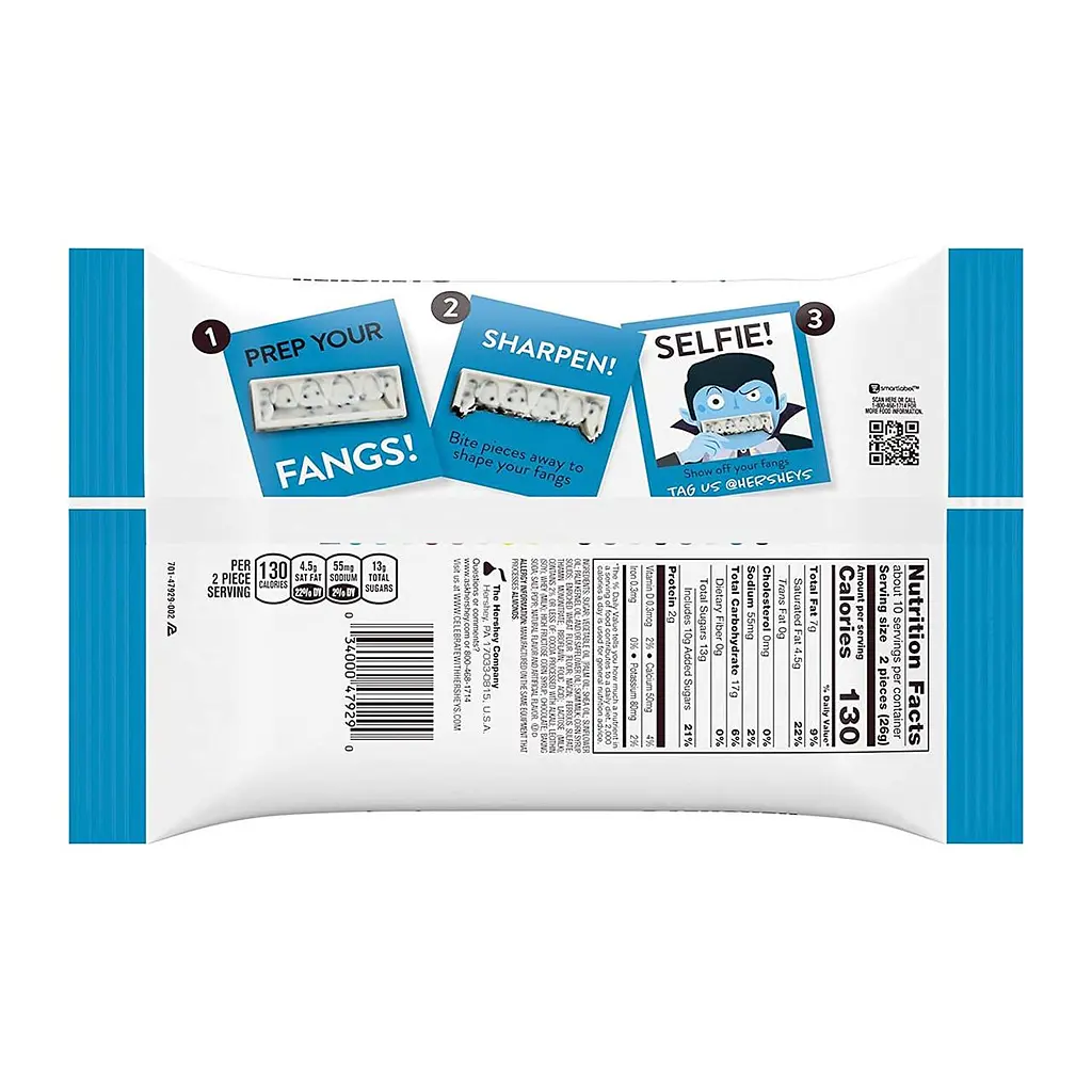Шоколадні батончики Hershey`s Halloween Fangs Cookies N Creme 267g - фото 2