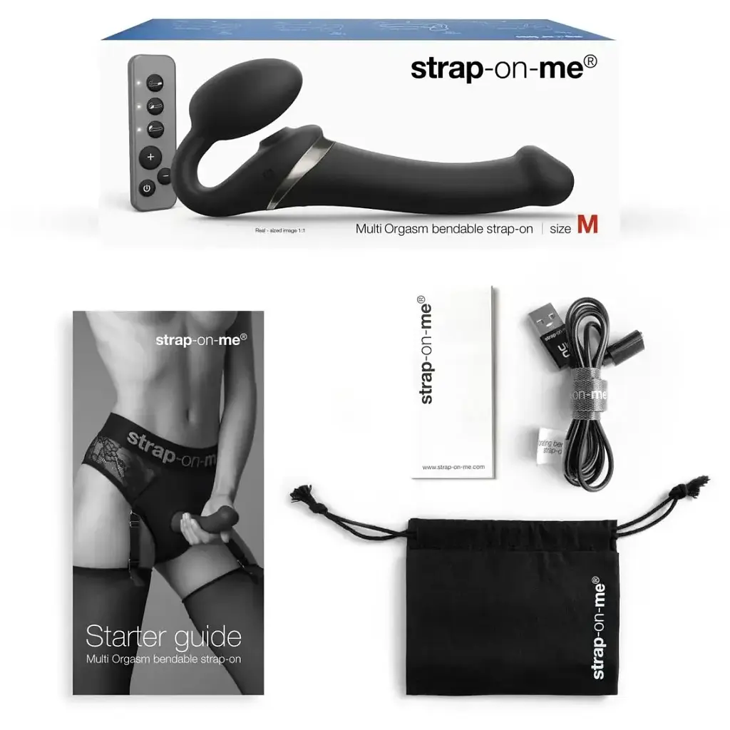 Безремневой вибрострапон Strap-On-Me Multi Orgasm Black XL регулируемый с вакуумной стимуляцией. - фото 3